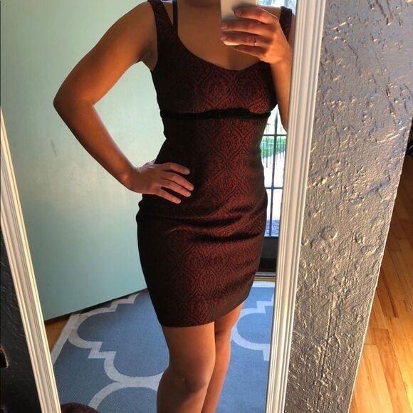 Nanette Lepore Vintage 2 Pc Shift Dress Suit Acetate/Acrylic Burgundy Sz 4 - Picture 2 of 14